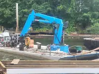 2013 40' x 14'  Steel Spud Barge w/Crane (Sides Fold for Trucking!)